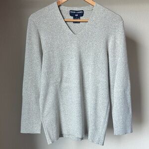 Ralph Lauren Polo Sport Angora Blend V-Neck Sweater Small Gray